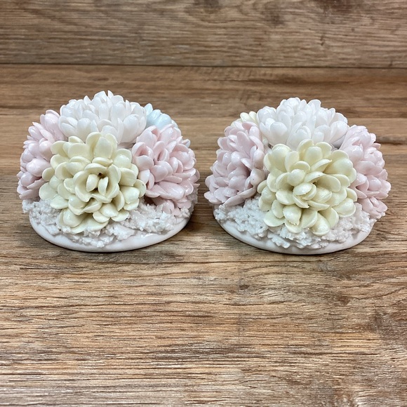 Vintage Candle Holders-Ardalt Lenwile Japan Porcelain Chrysanthemums - Picture 5 of 15